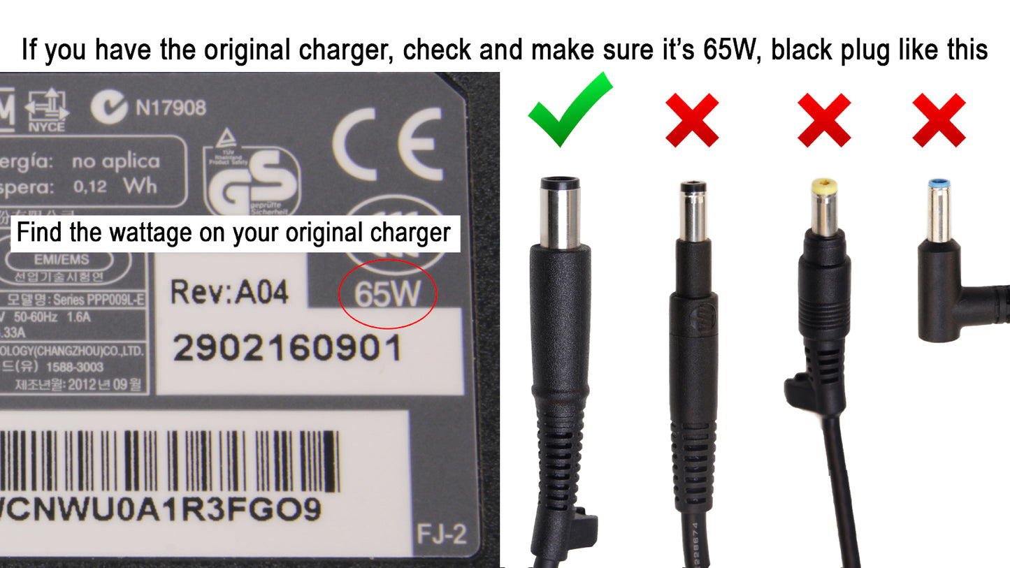 HP 65W, 7.4mm AC adapter