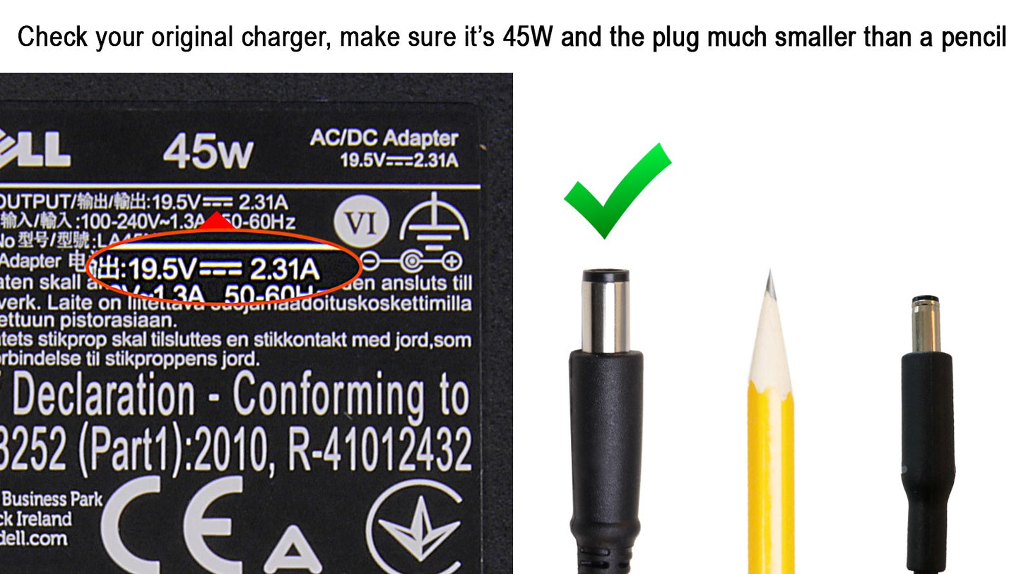 Dell 45W, 7.4mm AC adapter