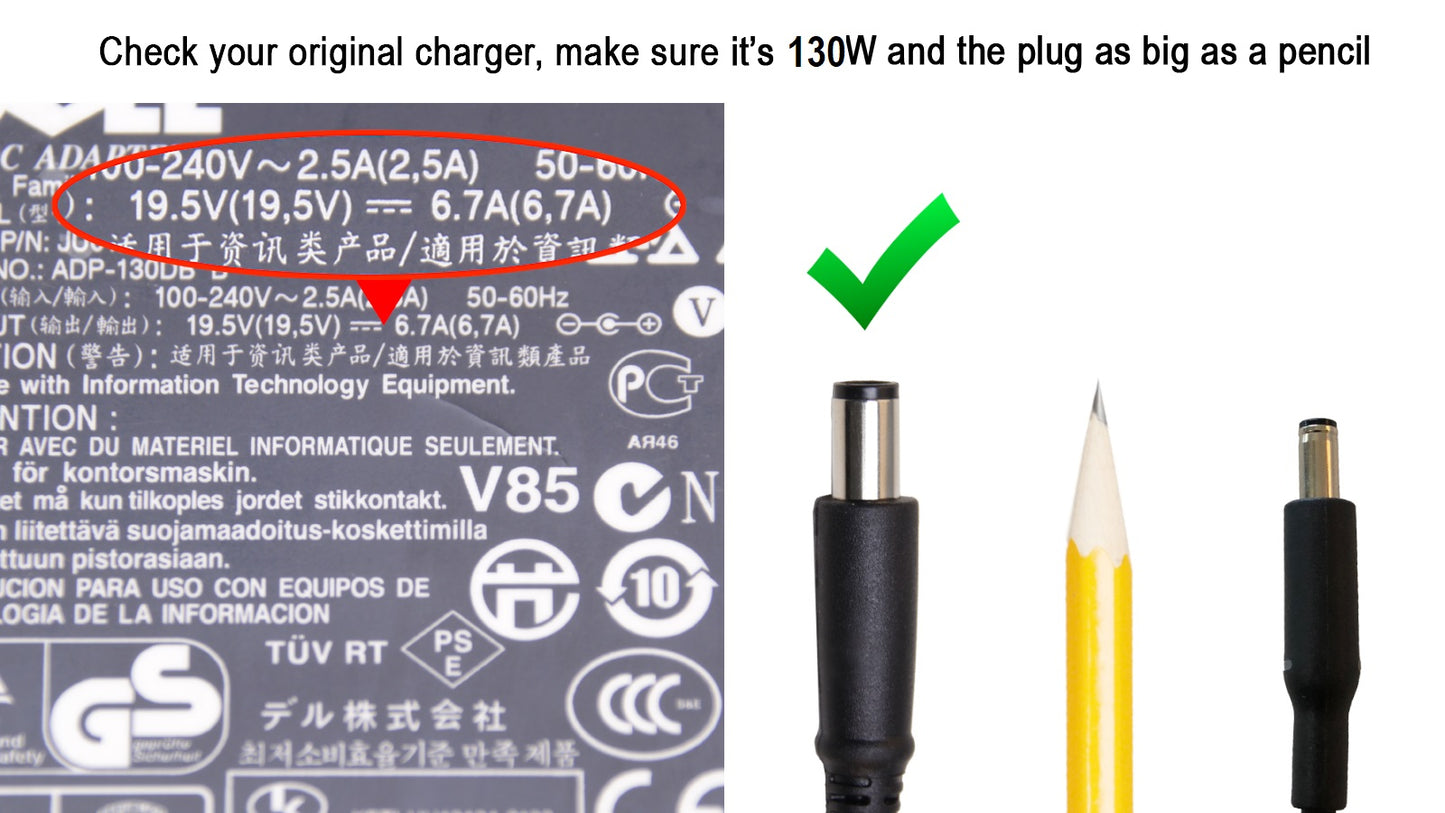 Dell 130W, 7.4mm AC adapter