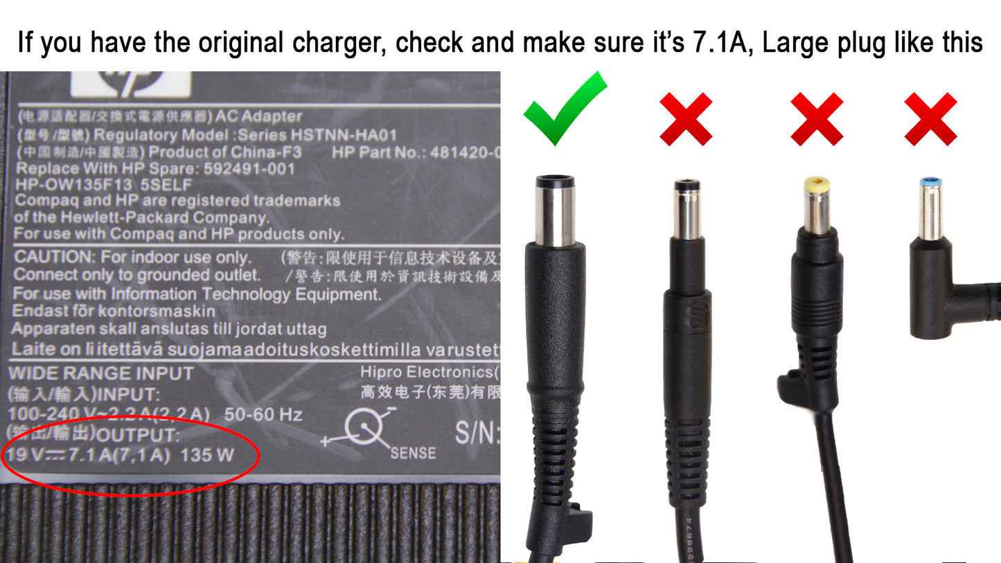 HP 135W, 7.4mm AC adapter